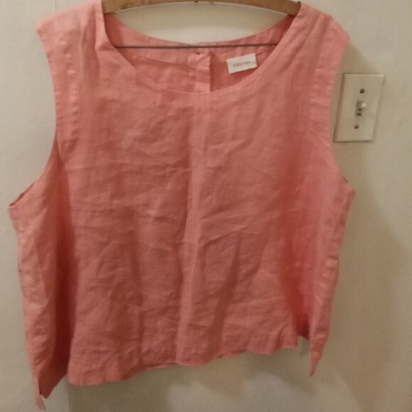 POETRY Sz 14 salmon peachy Linen top boxy sleeveless buttons in back - Picture 5 of 5